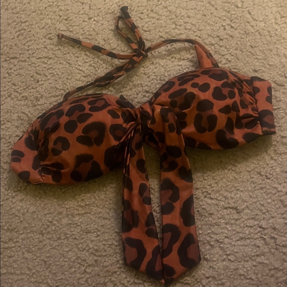 H&M Leopard Print Bikini Top - Brown and Black